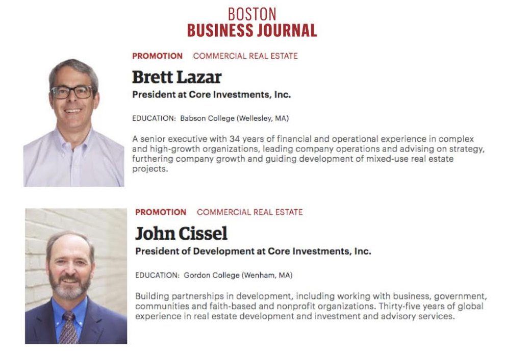 BOSTON BUSINESS JOURNAL: People on the Move – Brett Lazar and John Cissel